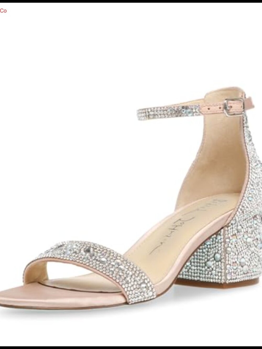 Betsey Johnson Mari Low Block Heel Sandals Rhinestone Embellished